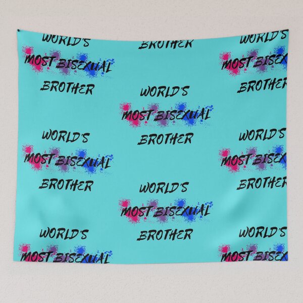 Item preview, World's Most Bisexual Brother Bi Flag Color Splash For Siblings In Cyan designed and sold by LuckyKermit.