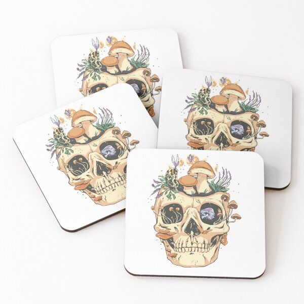 Item preview, SKULL WITH MUSHROOMS AND FLOWERS designed and sold by Chadwick Bradley.