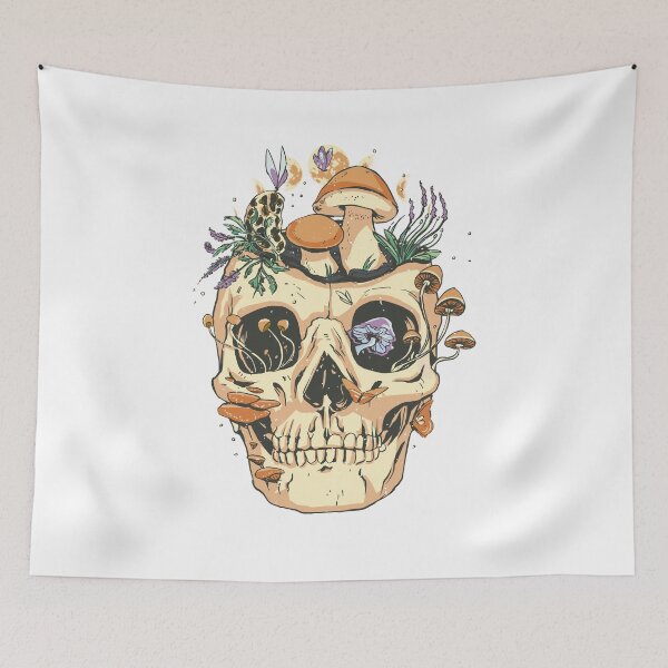 Item preview, SKULL WITH MUSHROOMS AND FLOWERS designed and sold by Chadwick Bradley.
