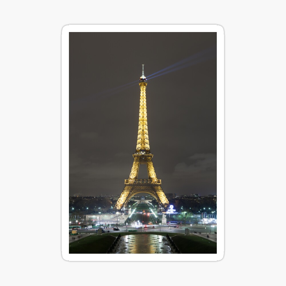 by Caspari Birthday Card French themed with Eiffel Tower at Night Design 