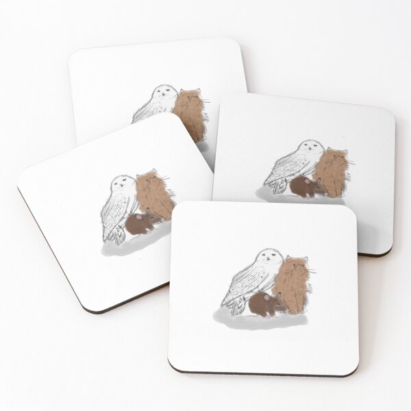 Item preview, White Owl with cat and rat designed and sold by PottersArt.
