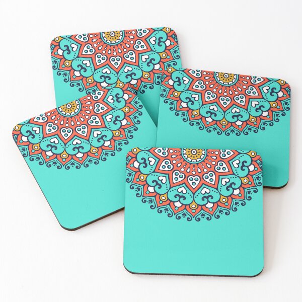 Item preview, Turquoise Orange Mandala Boho Design designed and sold by Divine Ease.
