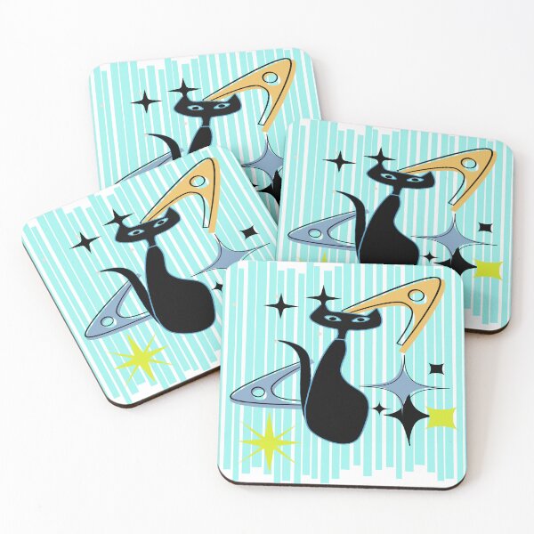 Item preview, Retro Black Cat Adorned with Starbursts and Boomerangs designed and sold by LisWilliams.