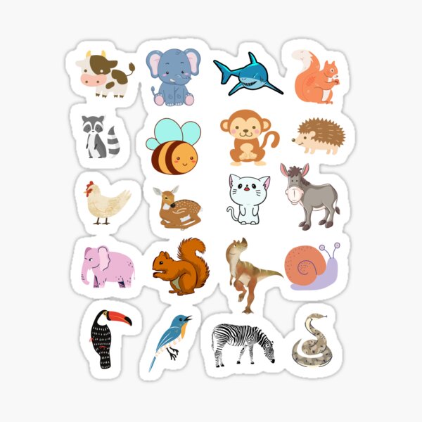 choose large sticker!* Mega Cute Animals #1 Sticker for Sale by  littlemandyart