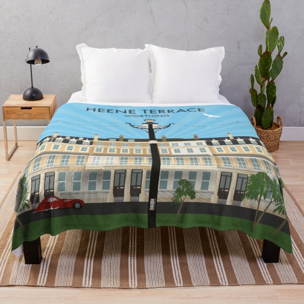 Heene Terrace, Worthing - vintage style architecture illustration and gifts Throw Blanket