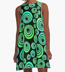 Neon blue and green A-Line Dress