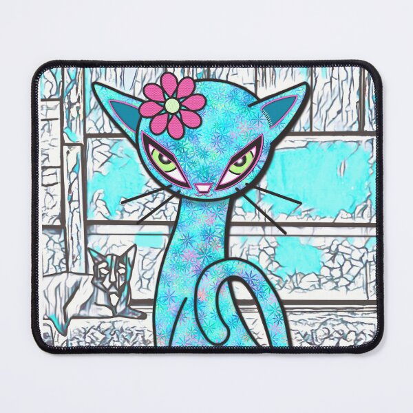 Item preview, Blue Stay Cat - The Flower Child designed and sold by FlippinTurtles.