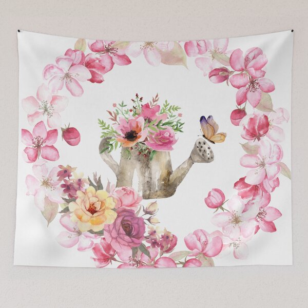 Item preview, Apple Blossoms and Flowers With Old Watering Can designed and sold by tomorrowsart.