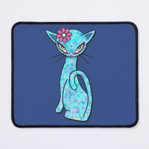 Item preview, Blue Stay Cat - The Flower Child - Delphinium Blue background designed and sold by FlippinTurtles.