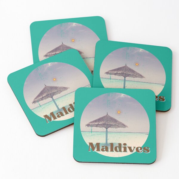 Item preview, The Maldives - retro tropical island gift for travelers designed and sold by sassyartdesigns.