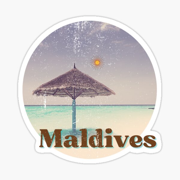 Item preview, The Maldives - retro tropical island gift for travelers designed and sold by sassyartdesigns.