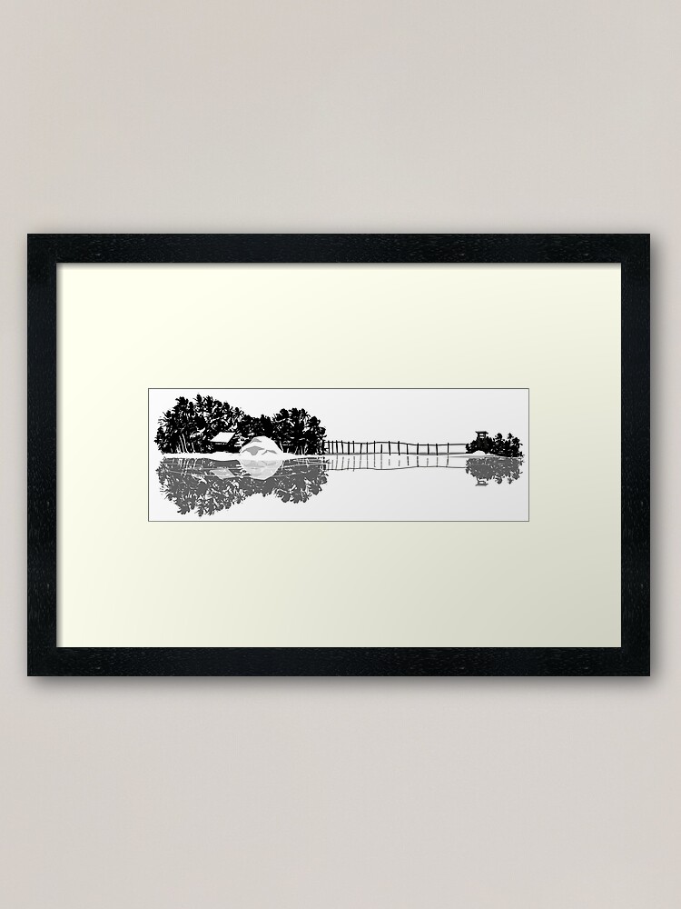 Alternate view of Ukulele guitar island shape silhouette art Framed Art Print