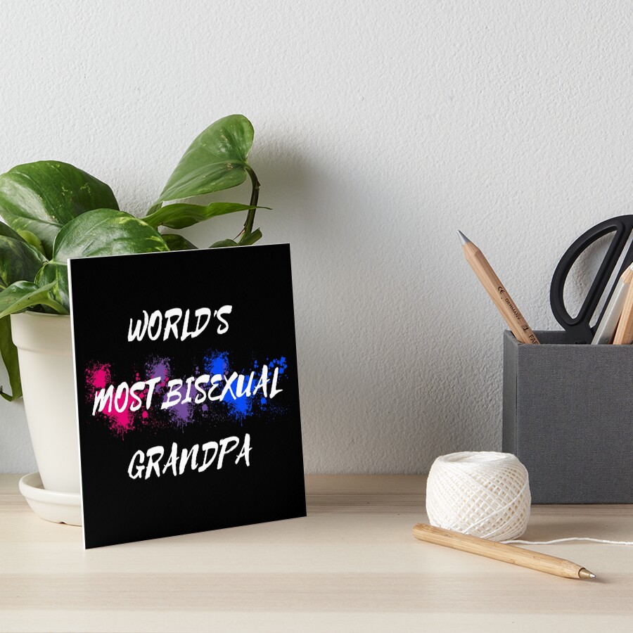 "World's Most Bisexual Grandpa Bi Flag Color Splash For Bisexual Grandparents In Black" Art