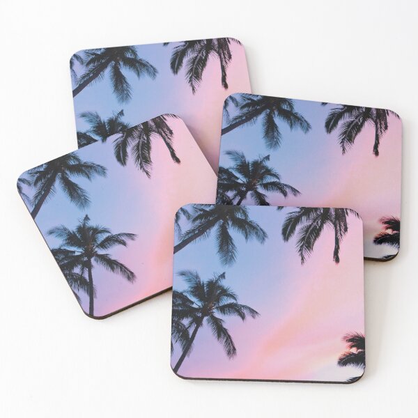 Item preview, Beachy palm trees sunset pink sky designed and sold by PaleAesthetics.
