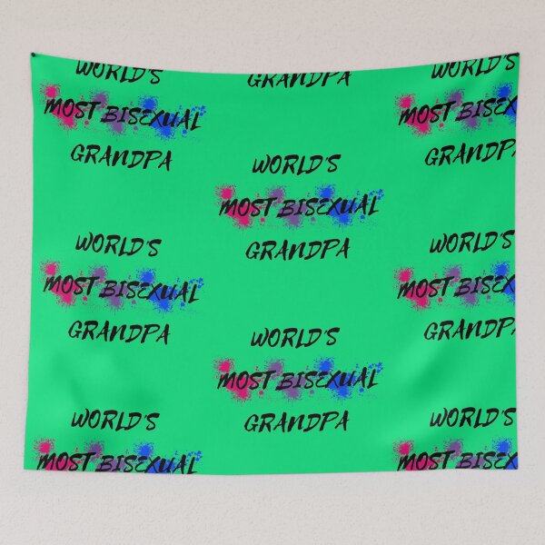 Item preview, World's Most Bisexual Grandpa Bi Flag Color Splash For Bisexual Grandparents In Green designed and sold by LuckyKermit.