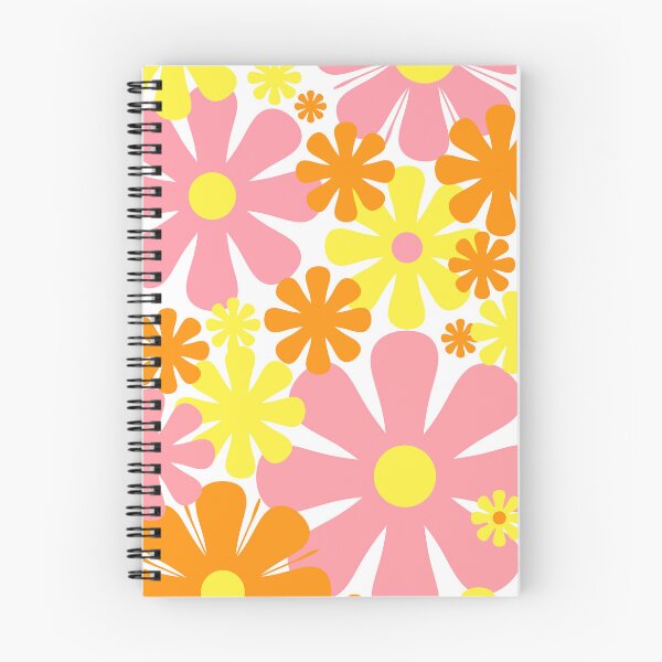 カラフル花柄 三線 本体 教則本付き Retro 60s 70s Flowers Vintage Style Floral Pattern Pink Yellow