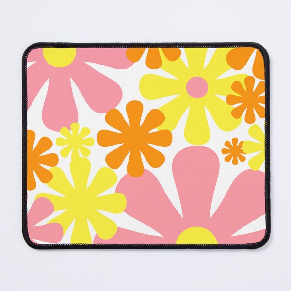 Item preview, Retro 60s 70s Flowers Vintage Style Floral Pattern Pink Yellow Orange White designed and sold by kierkegaard.
