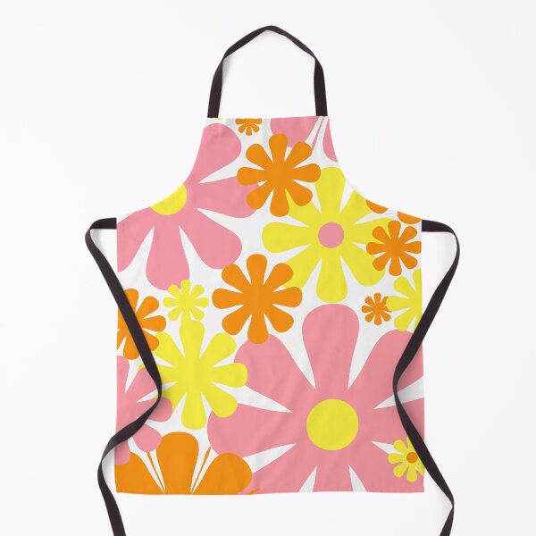 Item preview, Retro 60s 70s Flowers Vintage Style Floral Pattern Pink Yellow Orange White designed and sold by kierkegaard.