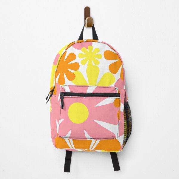 Item preview, Retro 60s 70s Flowers Vintage Style Floral Pattern Pink Yellow Orange White designed and sold by kierkegaard.