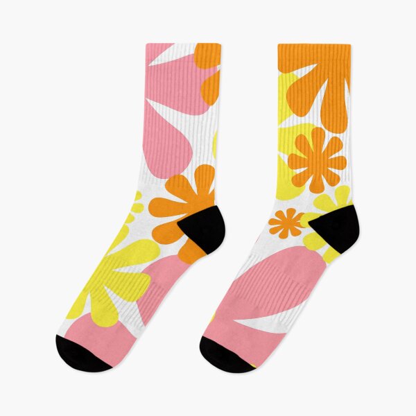 Item preview, Retro 60s 70s Flowers Vintage Style Floral Pattern Pink Yellow Orange White designed and sold by kierkegaard.