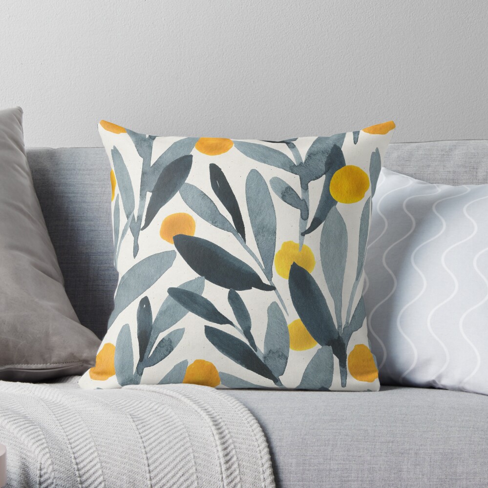 Indigo Mustard Throw Pillow