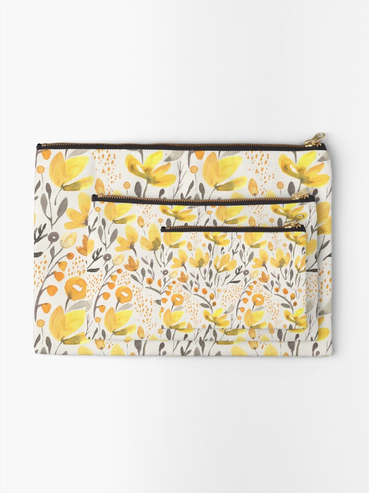 Alternate view of Yellow field Zipper Pouch