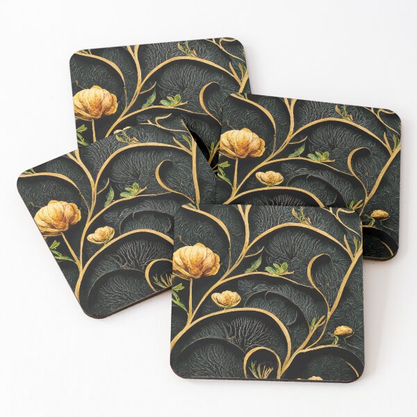 Item preview, Black paper Antique Botanical Flower Rose Gold designed and sold by MakeitMelo.