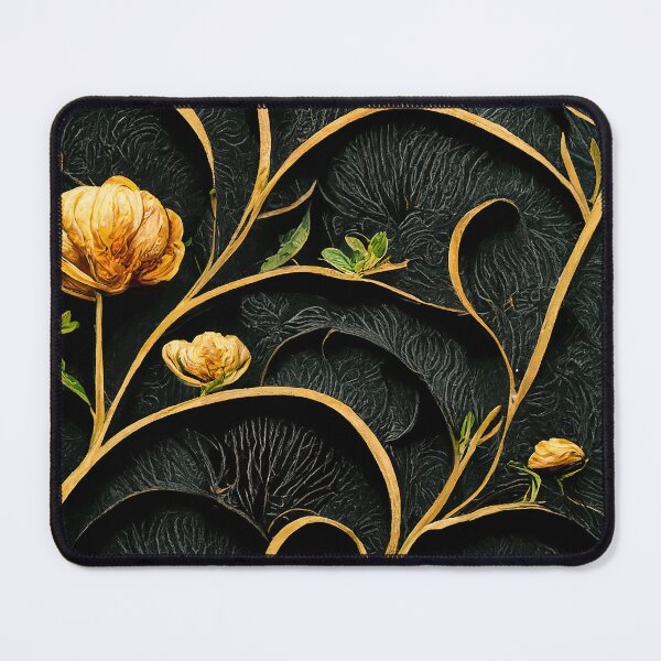 Item preview, Black paper Antique Botanical Flower Rose Gold designed and sold by MakeitMelo.