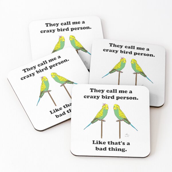 Item preview, Crazy Bird Person with Budgies designed and sold by Laughing Parrot Studio.