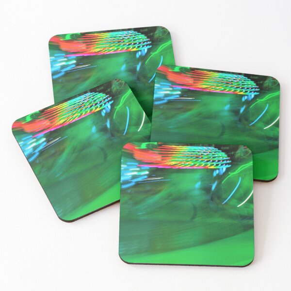Item preview, fairground ride neon lights green background bright designed and sold by cheekylorns.