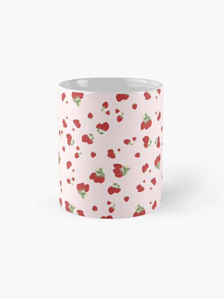 Cute Pastel Pink Aesthetic Strawberry Pattern Coffee Mug for Sale