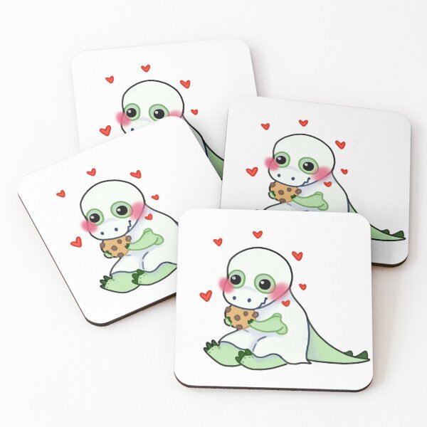 Item preview, cute t-rex eating cookie ghost Halloween designed and sold by dinosaurfibi.