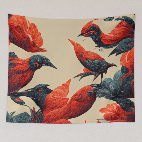 Item preview, Birds pattern wallpaper designed and sold by ontano.