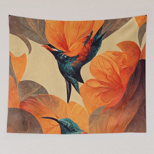 Item preview, Hummingbirds pattern wallpaper designed and sold by ontano.