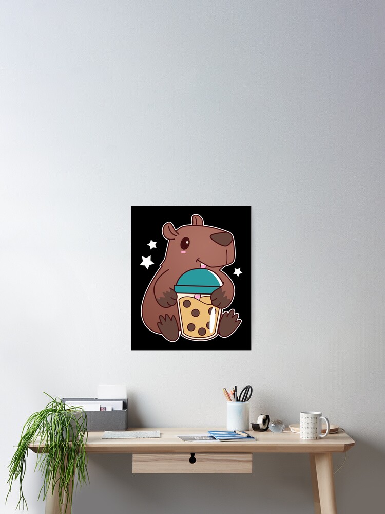 Cute capybara art, illustration seamless pattern Poster for Sale by  manydoodles