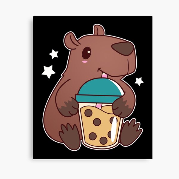 CUTE KAWAII CAPYBARA DRINKING BUBBLE TEA BOBA CAPIBARA