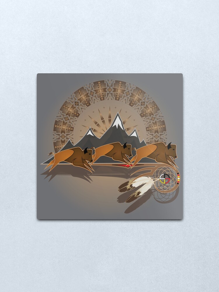 Alternate view of Buffalo People Metal Print