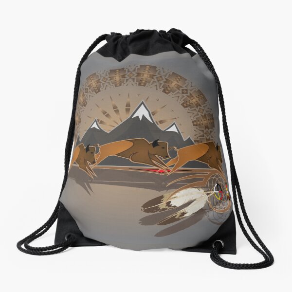 Buffalo People Drawstring Bag