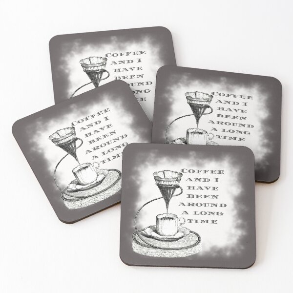 Item preview, Coffee and I Have Been Around A Long Time funny old coffee maker design (for dark fabrics). designed and sold by tranquilbeach.