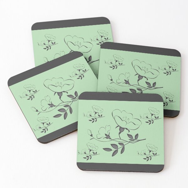Item preview, Green and Grey Wild Roses designed and sold by Karen Thomson.