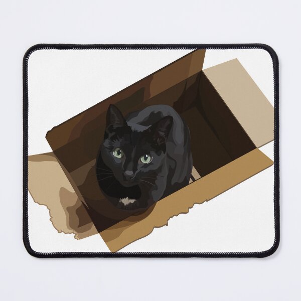 Item preview, Cute black cat in a cardboard box illustration designed and sold by MiaoMiaoYu.