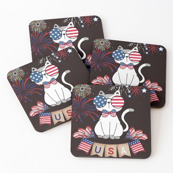 Item preview, American KItty , Cool cat, Fireworks , USA Tee shirt  designed and sold by Kim  Loftis.