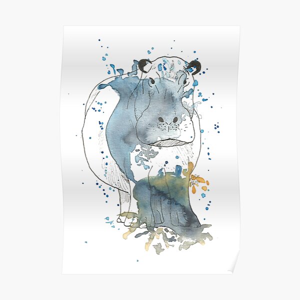 Nilpferd - Aquarell Poster