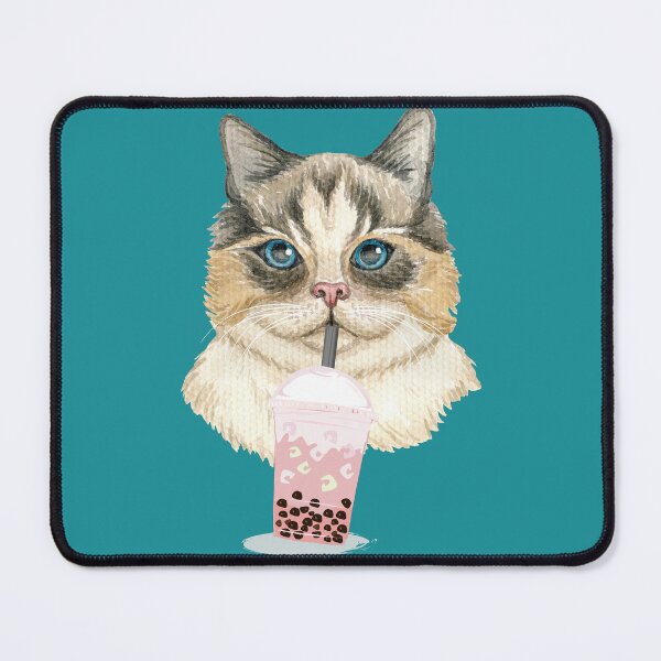 Item preview, Boba Drinking Blue-Eyed Cat  designed and sold by tmdaliggr.