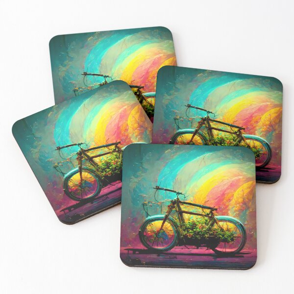 Item preview, Flowery Bicycle Abstract Rainbow Garden designed and sold by MythicPrompts.