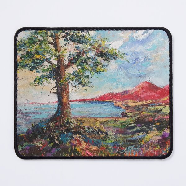 Item preview, Oil painting Landscape with red mountains designed and sold by MariDaniArt.