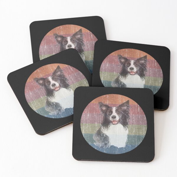 Item preview, Border Collie Dog Face Watercolor Distress Sunset designed and sold by PrintedKat.