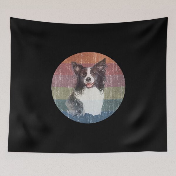 Item preview, Border Collie Dog Face Watercolor Distress Sunset designed and sold by PrintedKat.