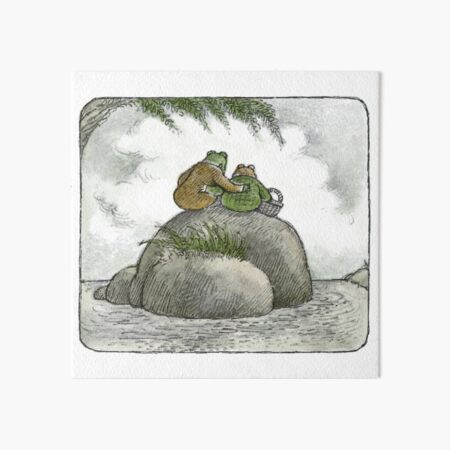 Vista previa del artículo con la obra «Rana y sapo en las rocas», diseñado y vendido por jakealy.