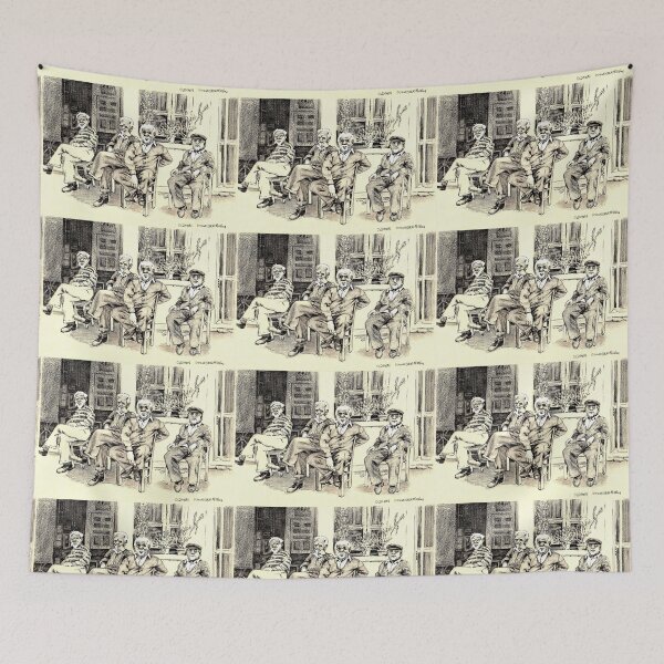 Item preview, Four Old Men Sitting Outside - Pen Drawing By Don Sylvester designed and sold by DonSylvester.